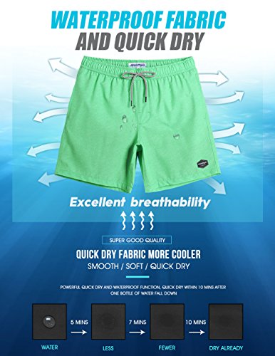 maamgic Mens Quick Dry Solid 4 Way Stretch Swim Trunks Mesh Lining Swimwear Bathing Suits 
